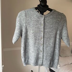 H&M Light Gray Short Sleeve Button Cardigan